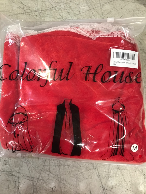 Photo 1 of Colorful House Velvet Red Riding Hooded Velvet Cloak Halloween Christmas Cosplay Party Fancy Cape M(24''61CM) White Lace (Velvet)