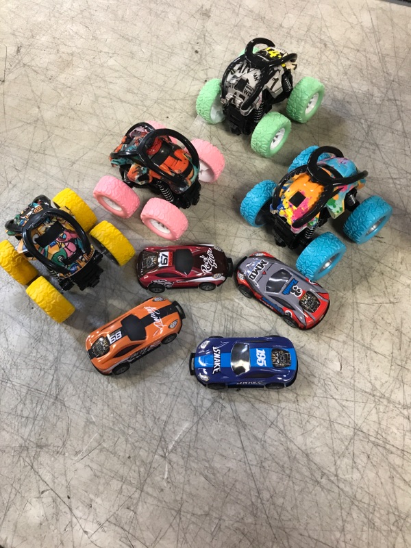 Photo 2 of 8 Pack Friction Powered Cars Vehicles Toys for Boys and Girls.4 Pack Rotating Stunt Car Toys,Vibration inertial car.4 Pack Mini Alloy Race car