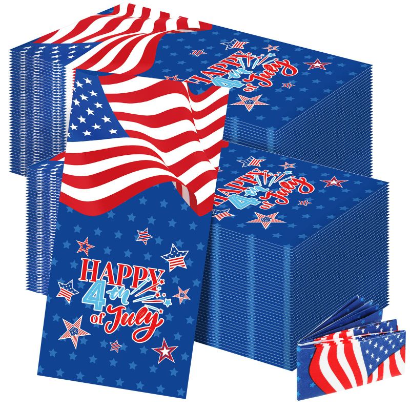 Photo 1 of 150 Pcs Fourth of July Paper Napkins Patriotic Guest Dinner Napkins Disposable American Flag Decorative Hand Towels for Independence Day, Veterans Day, Election Day, USA Theme Holiday Decorations