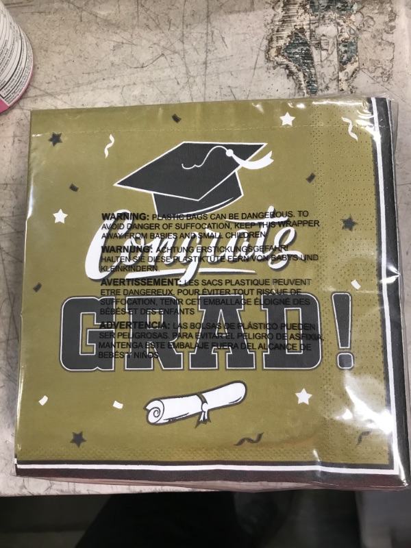 Photo 2 of Gatherfun Graduation Party Disposable Napkins Paper Napkins for College High School Graduation 3-Ply 50 Pack Gold Golden