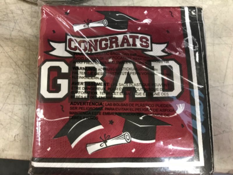 Photo 2 of Graduation Party Disposable Paper Napkins for College High School Graduation 3-Ply 50 Pack ?maroon and black?