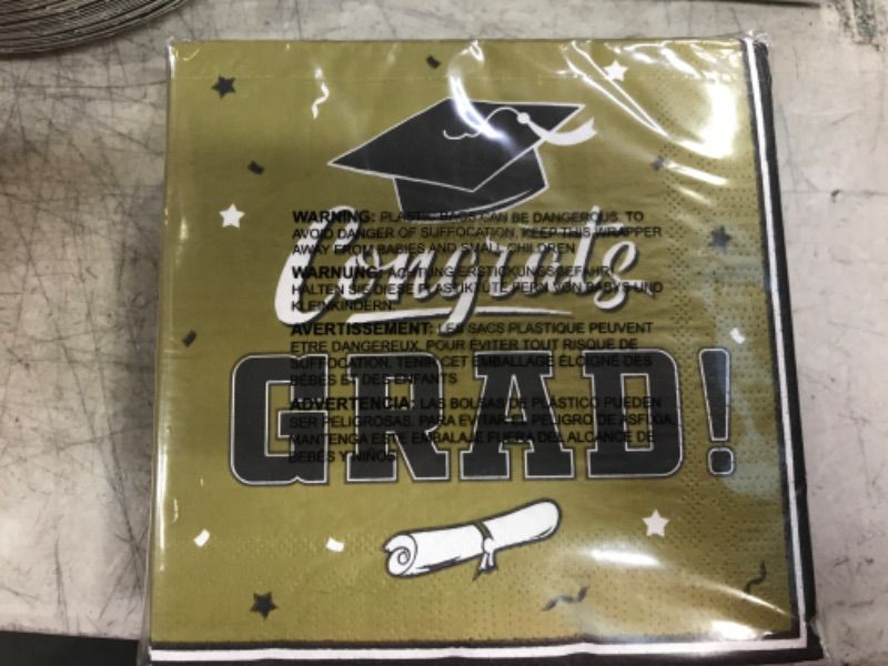 Photo 2 of Gatherfun Graduation Party Disposable Napkins Paper Napkins for College High School Graduation 3-Ply 50 Pack Gold Golden