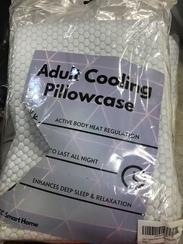 Photo 2 of ZPECC Cooling Pillow Cases for Night Sweats and Hot Flashes, Q-Max 0.4 Ice Silk Pillowcase with Hidden Zipper (White, 20x26) White 20x26