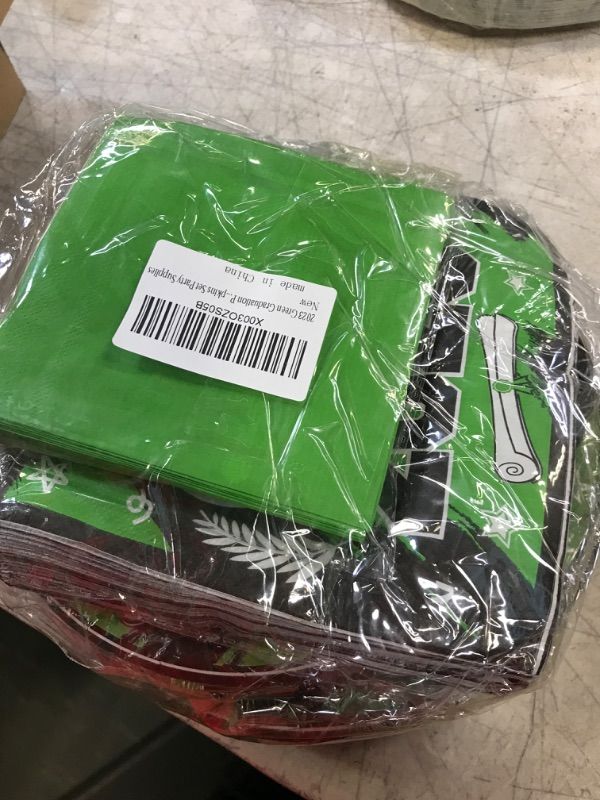 Photo 2 of 2023 Green Graduation Plates and Napkins Set Party Supplies for 50 Guest- 200pcs Class of 2023 Grad Party Tableware kit Include Dinner Plates Dessert Plates Napkins for Congrat Grad Party Decorations
