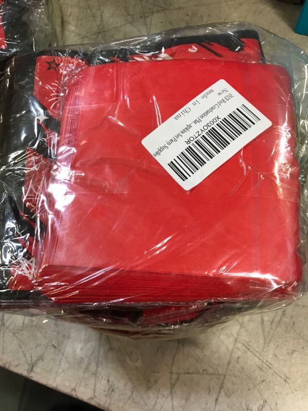 Photo 2 of 2023 Red Graduation Plates and Napkins Set Party Supplies for 50 Guest- 200pcs Class of 2023 Grad Party Tableware kit Include Dinner Plates Dessert Plates Napkins for Congrat Grad Party Decorations
