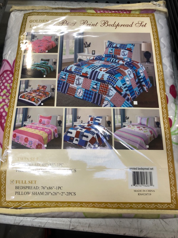 Photo 2 of Golden Linens Full Size (1 Quilt, 2 Shams) Light Purple Pink Stripe Floral Kids Teens/Girls Quilt Bedspread 07-16 Girls