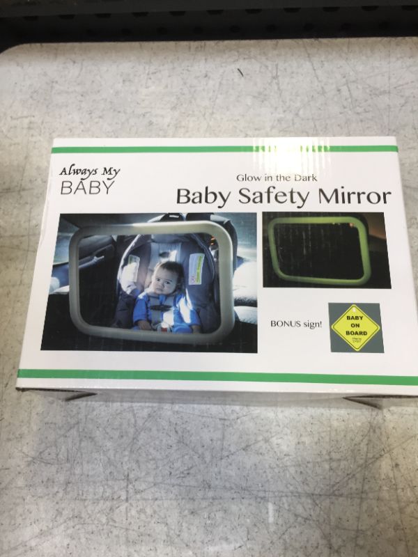 Photo 2 of Baby Mirror for Car - Glow in The Dark - Convex Shatterproof Glass - Safety Accessory - Fully Assembled - Mirror to see Baby in Rear Infant Car Seat - Matte Finish - Crash Tested