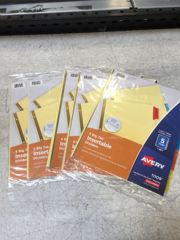 Photo 1 of Avery WorkSaver Big Tab Reinforced Dividers, Multicolor Tabs, 5-Tab, Letter, Buff 5 PACK 
