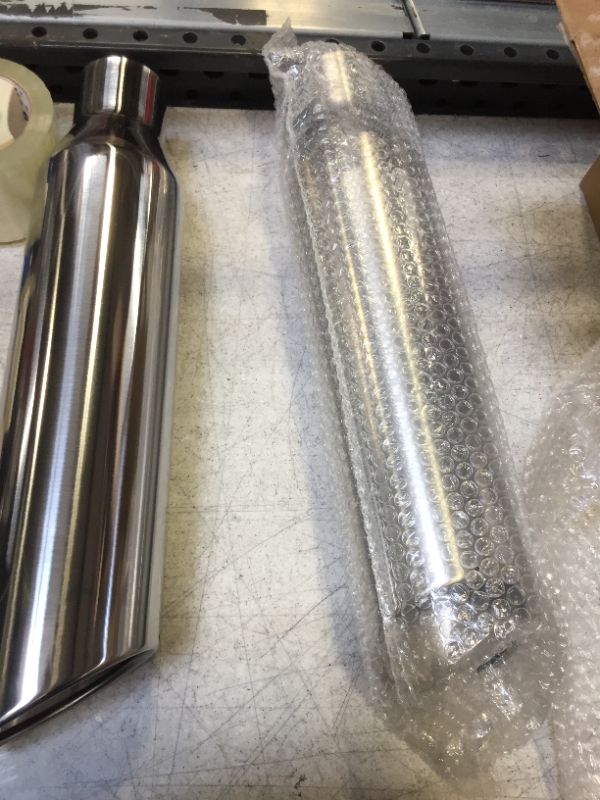 Photo 2 of 2.5 Inch Inlet Exhaust Tip, LCGP 2.5" Inlet x 4" Outlet x 18" Overall Length Weld On Universal Stainless Steel Polished Diesel Exhaust Tailpipe Tip 2 Pcs Polished 2.5“x4"x18"