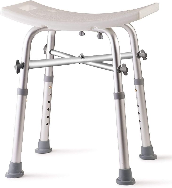 Photo 1 of  Adjustable Bath Chair with Unique Heavy Duty Crossbar Supports, Shower Stool, Bathroom Chair, Safety Handicap Shower Chair for Inside Shower Seat, Shower Bench, 350 lb Capacity
