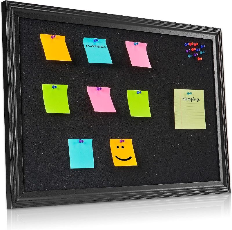 Photo 1 of SKL Products Black Cork Board - 30" x 20" Large, Framed Bulletin Boards for School, Home, Kitchen & Office Walls

