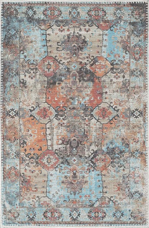 Photo 1 of Adiva Rugs Machine Washable Area Rug with Non Slip Backing for Living Room, Bedroom, Bathroom, Kitchen, Printed Persian Vintage Home Decor, Floor Decoration Carpet Mat 
