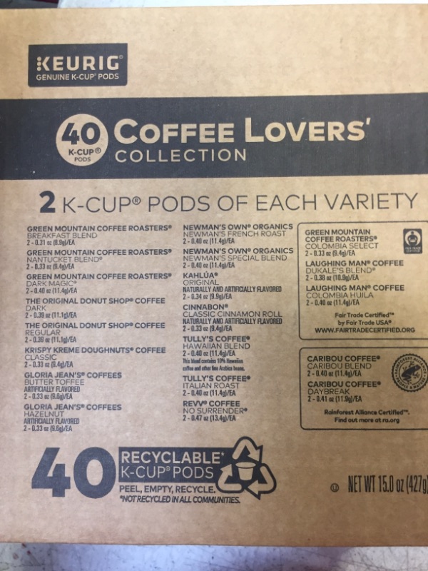 Photo 1 of 40CT K-CUP COFFEE LOVERS COLLECTION VARIETY EXP 02/23