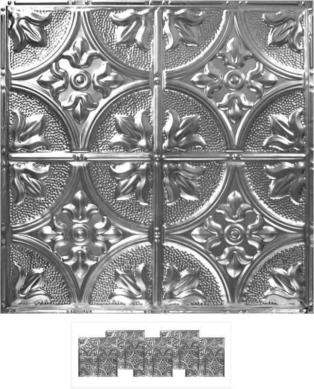 Photo 1 of 
American Tin Ceilings [5-Pack Kit Nail-Up Metal Tiles in Pattern #2 Nail-Up and Color Brushed Satin Nickel. 24" x 24" [20 sq ft] Genuine Tin | Made...