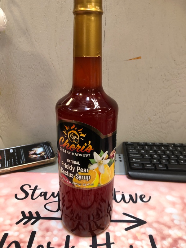 Photo 2 of 1 Bottle - Prickly Pear Syrup - 35 Oz - Giant Size - Made From Natural Prickly Pear Juice - Cactus - Southwest 35 Fl Oz (Pack of 1)