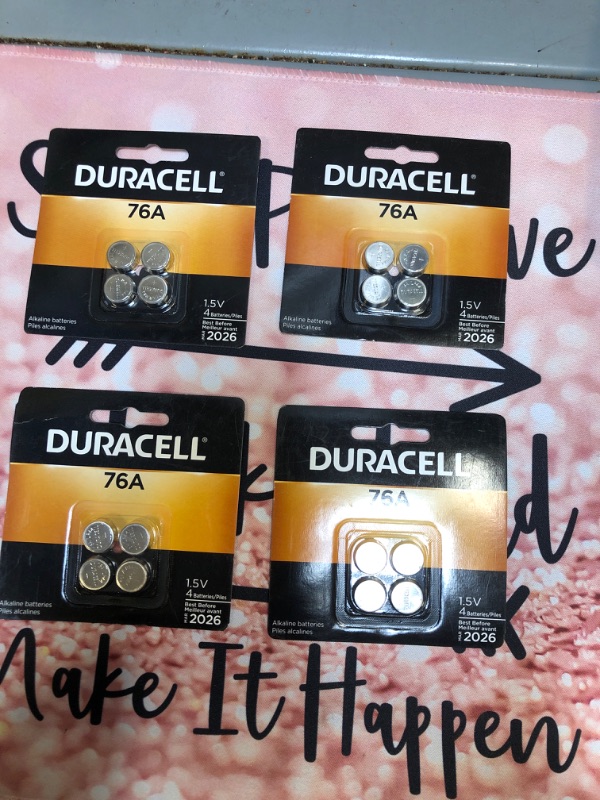 Photo 2 of Duracell 76A 1.5V Alkaline Battery, 4 Count Pack, 76A 1.5 Volt Alkaline Battery, Long-Lasting for Medical Devices, Watches, Key Fobs, and More 4   pack 