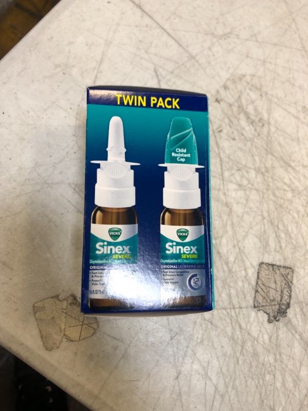 Photo 2 of Vicks Sinex SEVERE Nasal Spray, Original Ultra Fine Mist, Decongestant Medicine, Relief From Stuffy Nose due To Cold Or Allergy, & Nasal Congestion, Sinus Pressure Relief, 265 Sprays x 2 EXP 12/24