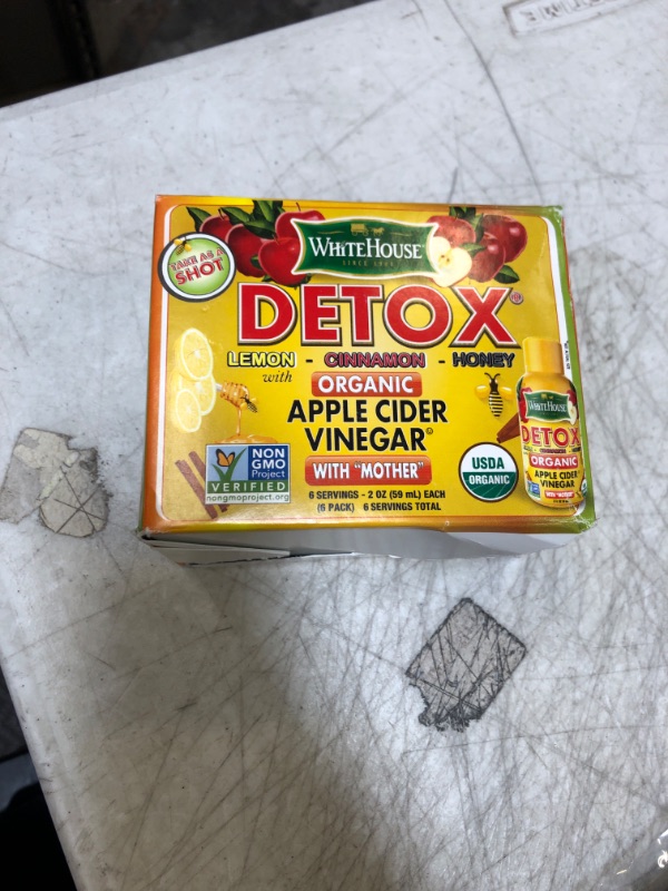 Photo 2 of White House Detox Apple Cider Vinegar Shots, Raw Unfiltered, On the Go (Detox, Pack of 6) Detox 2 Ounce (Pack of 6)