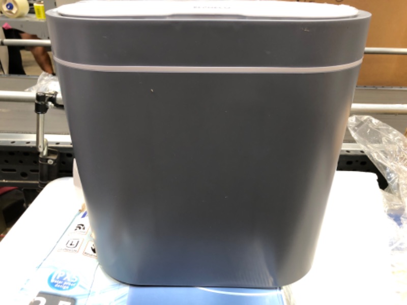 Photo 2 of ELPHECO 2.5 Gallon Motion Sensor Bathroom Trash Can with Lid, Automatic Garbage Bin for Bathroom, Slim Plastic Narrow Bedroom Bathroom Trash Bin Garbage Can,Grey