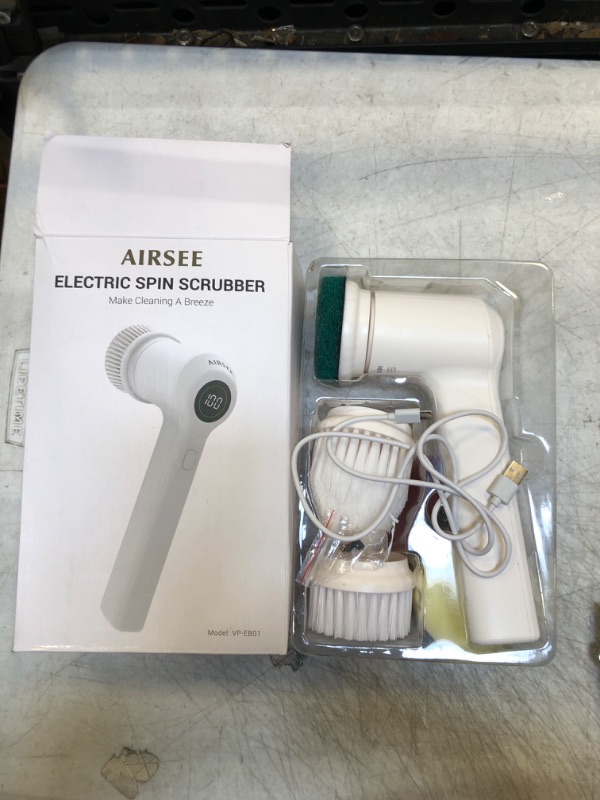 Photo 2 of AIRSEE Electric Spin Scrubber for Bathroom Bathtub, Cordless Power Spinning Scrub Brush, Handheld Shower Cleaner Brush with 6 Replaceable Brush Heads for Tile, Tub, Dish, Sink, Grout, Wall, Kitchen