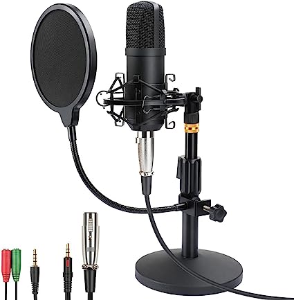 Photo 1 of 
ZHENREN Professional Studio Condenser Microphone, Computer PC Microphone Kit with 3.5mm XLR/Pop Filter/Shock Mount for Professional Studio Recording Podcasting Broadcasting