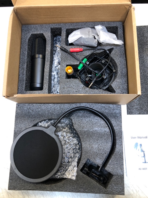 Photo 2 of 
ZHENREN Professional Studio Condenser Microphone, Computer PC Microphone Kit with 3.5mm XLR/Pop Filter/Shock Mount for Professional Studio Recording Podcasting Broadcasting