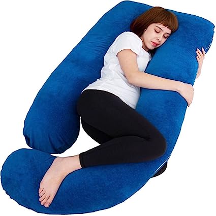 Photo 1 of AMCATON 60 Inch Pregnancy Pillows for Sleeping, Extra Large U Shaped Body Pillow, Pregnancy Pillow, Maternity Pillow for Pregnant Women with Velour Cover (Blue)