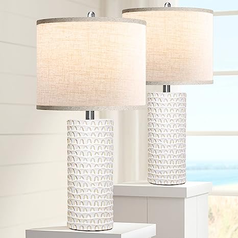 Photo 1 of 
Ceramic Table Lamps for Living Room Bedrooms Set of 2, White Coastal Ceramic Bedside Lamps for Bedrooms 3-Color Temperature Modern Nightstand End Table Lamp...