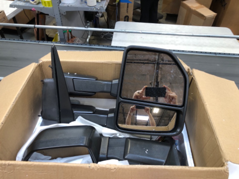 Photo 2 of AERDM New F150 Towing Mirrors fit 2015-2018 with Auxiliary/Puddle Lights Signal Indicator and Linear arrow light Power Operation Heated Black Housing with 22pin to 8pin adapter