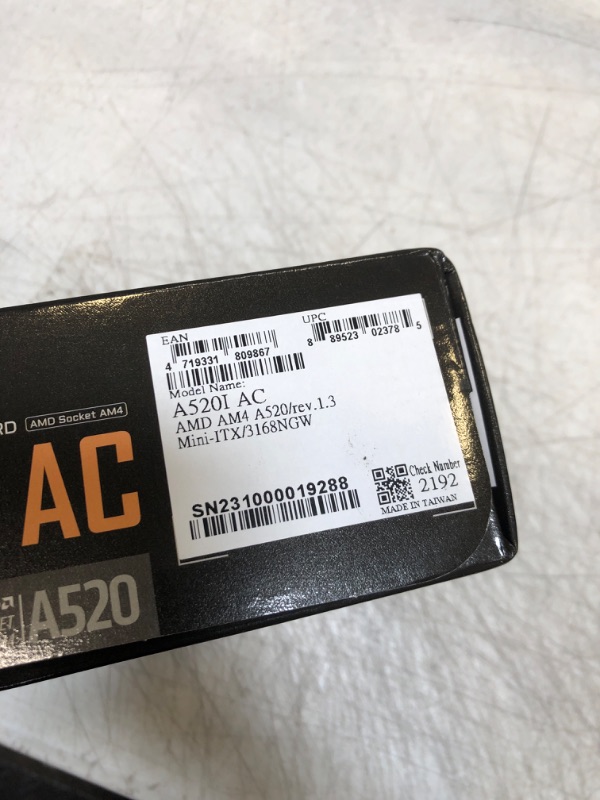 Photo 1 of Gigabyte A520I AC (AMD Ryzen AM4/Mini-ITX/Direct 6 Phases Digital PWM with 55A DrMOS/Gaming GbE LAN/Intel WiFi+Bluetooth/NVMe PCIe 3.0 x4 M.2/3 Display Interfaces/Q-Flash Plus/Motherboard)
