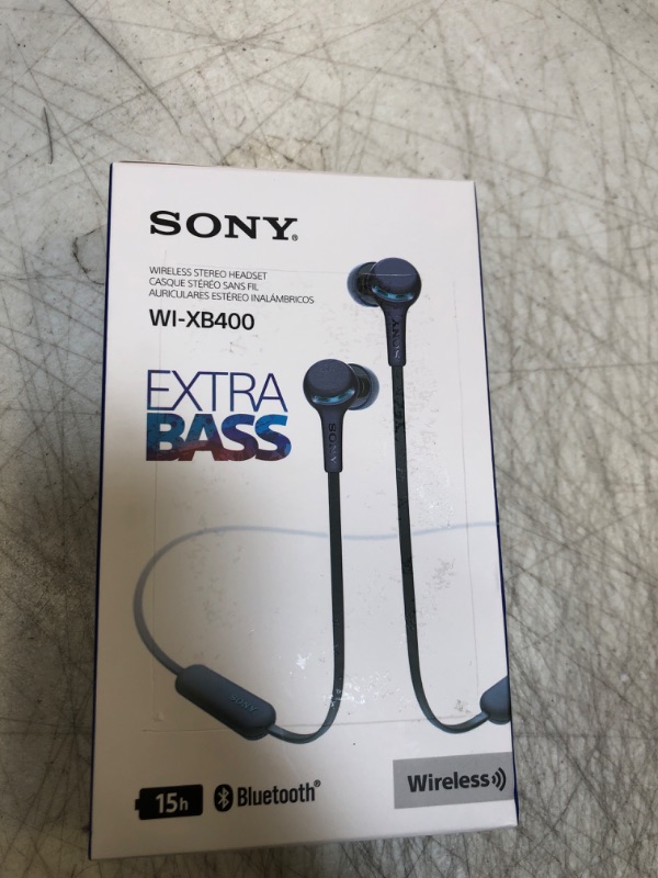 Photo 2 of Sony WI-XB400 Wireless in-Ear Extra Bass Headset/Headphones with mic for Phone Call, Blue (WIXB400/L)