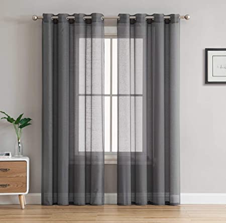 Photo 1 of 2PC GREY WINDOW CURTAINS SEE THRU