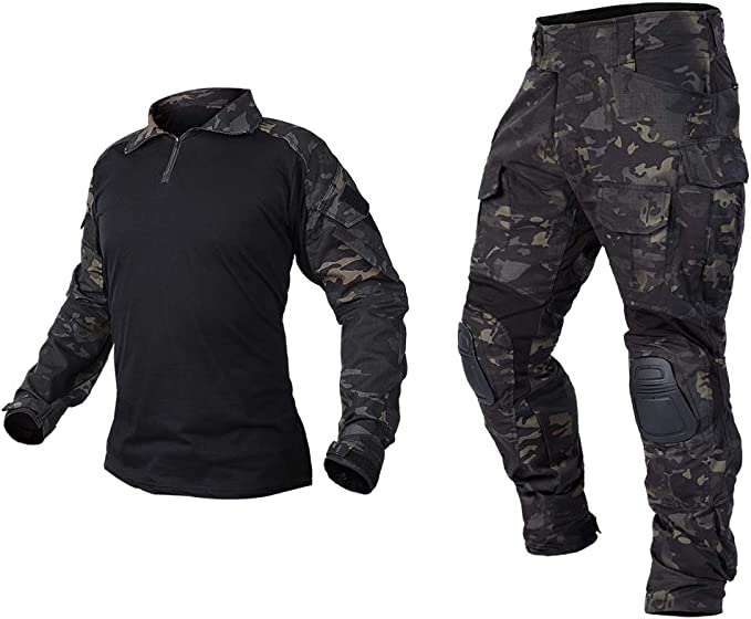 Photo 1 of Assault Combat Uniform Set with Knee Pads Multicam Camouflage Tactical Airsoft Hunting Paintball Gear