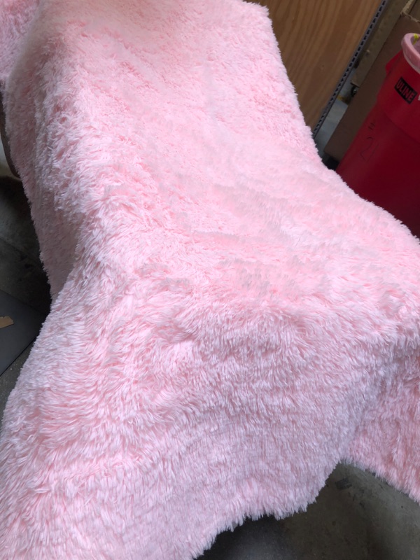 Photo 2 of 5x7 Pink Fluffy Rug for Living Room Faux Sheepskin Fur Rug Washable Area Rug Bedroom Rugs Shaggy Rug for Sofa Floor Fuzzy Rug for Grils Room Décor Pink Room Décor Rectangle