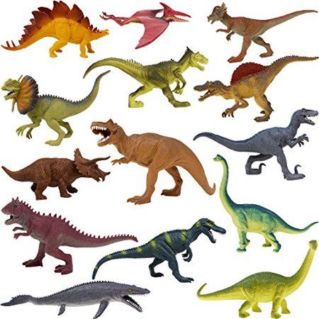 Photo 1 of Boley 14 Pack 10 Educational Dinosaur Toys - Realistic Educational Toy Jurassic Dinosaur Figures for Kids Children Toddlers - Great Gift Set Birth
