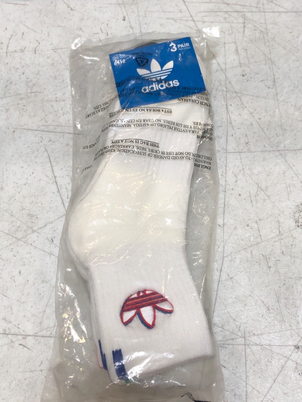 Photo 2 of Adidas Men's Originals Courtside Quarter Socks (3-Pack) in White/White Size Large Polyester/Acrylic
