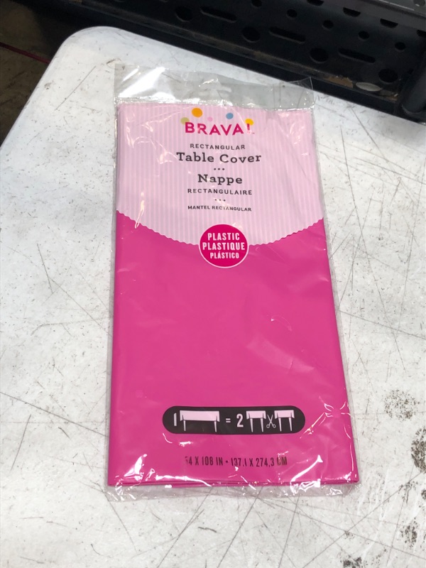 Photo 1 of amscan Bright Pink Rectangular Plastic Table Cover | Party Tableware