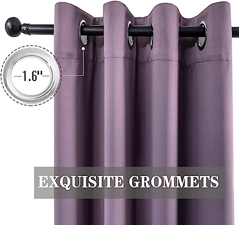 Photo 1 of  Purple Blackout Curtains Grommets 2 Panels for Bedroom-Window Curtain 84inches Long Drapes for Living Room-Darkering Thermal Drapes (Purple,52x102inch)