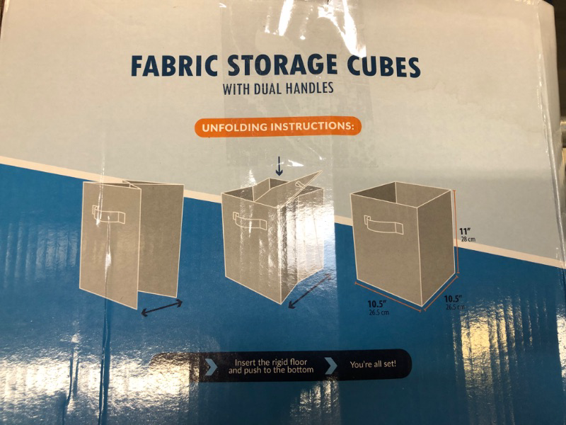 Photo 1 of 3 PC FABRIC STORAGE CUBES WITH DUAL HANDLES (WHITE)