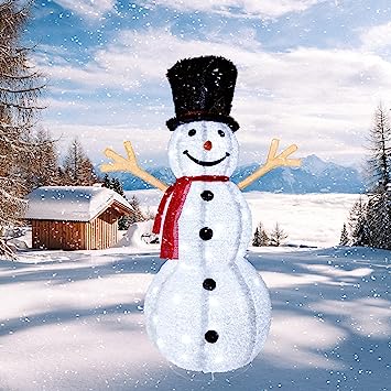 Photo 1 of 5 Ft Led Lighted Christmas Snowman for Outdoor Yard Garden Decorations, Collapsible Holiday Pop Up Fluffy Christmas Snowman for Indoor Party Decor