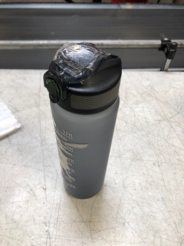 Photo 2 of Giotto 32oz Leakproof BPA Free Drinking Water Bottle with Time Marker & Straw to Ensure You Drink Enough Water Throughout The Day for Fitness and Outdoor Enthusiasts A8-Gray