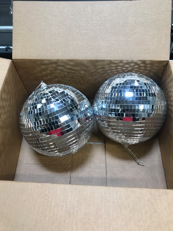 Photo 1 of 2 Pieces Disco Mirror Balls Silver