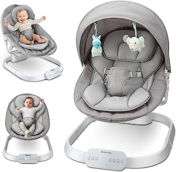 Photo 1 of Baby Swing and Bouncer 2 in 1, Babeelovly Infant Swing with Cannoy and 10 Preset Music Wireless, Automatic Portable Swing Outdoor Indoor with Remote Control