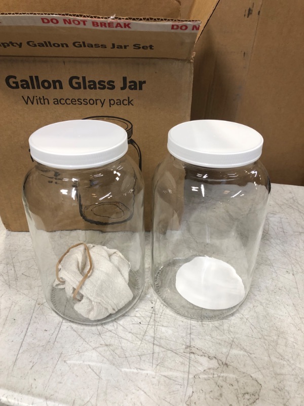 Photo 1 of 2 Pack 1 Gallon Glass Large White Lid