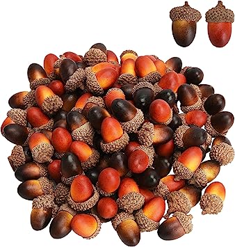 Photo 1 of  Artificial Mini Acorns, Fake Fruit Props Lifelike Oak Nut Plants Model Craft for Home Kitchen Table Decor, Thanksgiving Halloween Christmas Festival Decorative Ornaments