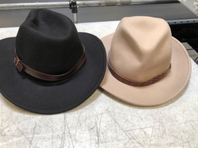 Photo 1 of 2 PACK WIDE BRIM BELT BUCKLE FEDORA HAT 