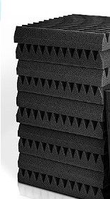 Photo 1 of Acoustic Foam Panels, Studio Wedge Tiles, Sound Panels wedges Soundproof Foam Padding Sound Insulation Absorbing  (6 Pack, Black)