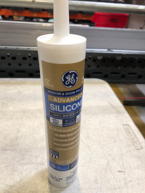 Photo 2 of 10.1 OZ, GE Silicone GE5010 White Silicone II Window & Door Sealant
