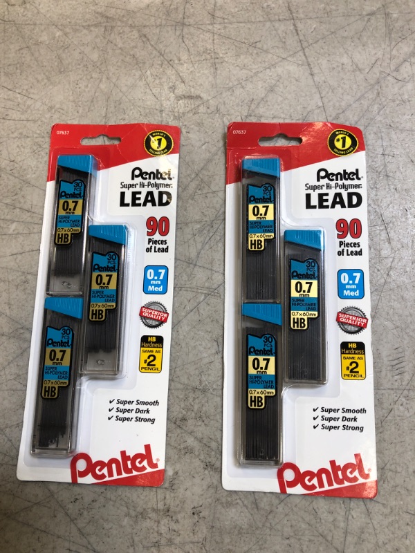 Photo 1 of 2CT OF Super Hi-Polymer Lead Refills, 0.7mm, HB, Black, 30/Tube, 3 Tubes/Pack
