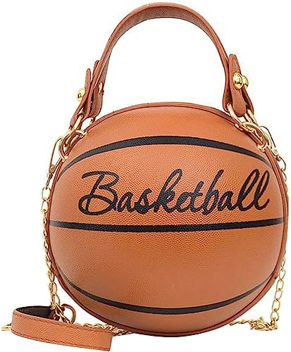 Photo 1 of Basketball Shaped Cross Body Bag Round Handbag PU Leather Messenger Shoulder Bag Personality Purses for Women
